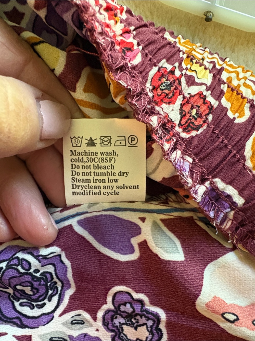 Tiered Floral Midi Skirt in Burgundy - Picture 8 of 8